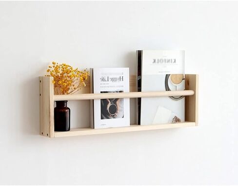 Bookcase Shelf Wall Shelf Wall Bedroom Wall-Mounted Wood Minimalist Style Student Bookshelf for Photo Frame Books Bonsai Magazine Storage Bookshelf with Storage in Saudi Arabia
