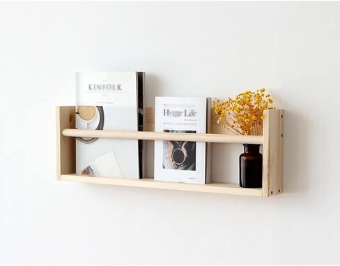 Bookcase Shelf Wall Shelf Wall Bedroom Wall-Mounted Wood Minimalist Style Student Bookshelf for Photo Frame Books Bonsai Magazine Storage Bookshelf with Storage in Saudi Arabia