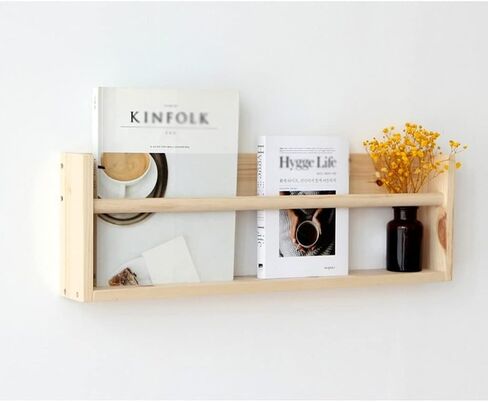 Bookcase Shelf Wall Shelf Wall Bedroom Wall-Mounted Wood Minimalist Style Student Bookshelf for Photo Frame Books Bonsai Magazine Storage Bookshelf with Storage in Saudi Arabia