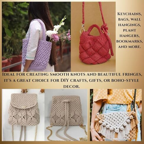 Twisted Macrame VR Cord 250g 672 feet 224 Yards Single Strand 4mm-5mm Twine Rope Sparkle Natural Cotton Cord String Crafts Wall Hanger Plant Thread Hanging 1 Skein VR 90919 in Kuwait