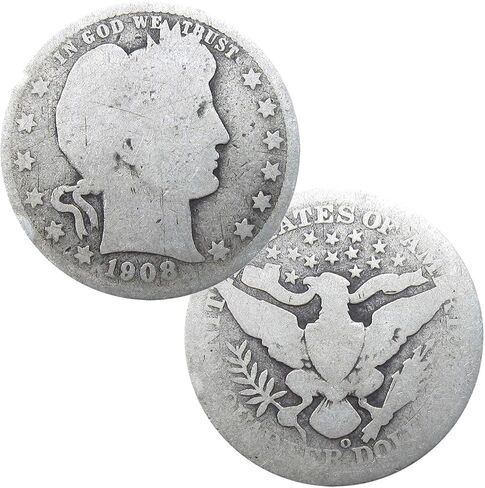 USA $1 Face 90% Silver Barber Quarters Coin - Circulated Condition United States Mint - Lot of 4 in Saudi Arabia