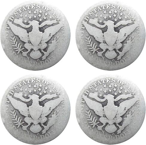 USA $1 Face 90% Silver Barber Quarters Coin - Circulated Condition United States Mint - Lot of 4 in Saudi Arabia