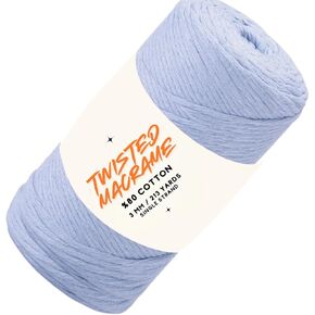 Twisted Macrame VR Cord 250g 672 feet 224 Yards Single Strand 4mm-5mm Twine Rope Sparkle Natural Cotton Cord String Crafts Wall Hanger Plant Thread Hanging 1 Skein VR 90919 in Kuwait
