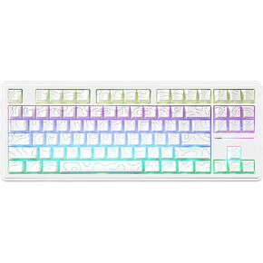 YUNZII YZ87 لوحة مفاتيح ميكانيكية بحشية 75%، لوحة مفاتيح ألعاب بلوتوث TKL لاسلكية قابلة للتبديل مع بطانة من 4 طبقات، BT5.0/2.4 جيجا هرتز/Type-C NKRO RGB لوحة مفاتيح Linux/Win/Mac (أسود، مفتاح الحليب) in Kuwait