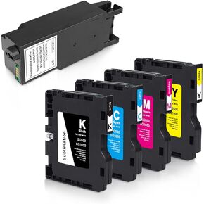 SG500 SG1000 Sublimation Ink Cartridge & GC41 Waste Ink Tank Collector Unit Bundle Compatible with Sawgrass Virtuous SG500 SG1000 SG400 SG800
