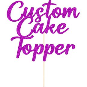 Personalized Cake Toppers Custom Happy Birthday Cake Toppers Wedding Cake Topper Gifts for Women Men 11 Colors Cake Decorations Glitter Cake Topper for Graduation Baby Shower Christmas (Black)