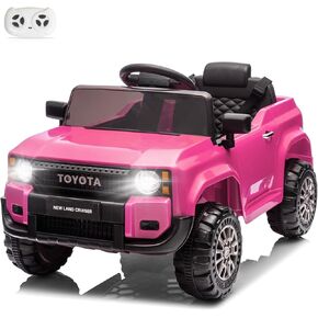 Winado 12V Ride on Car, Licensed Toyota Electric Truck for Toddlers W/Remote Control, Battery Car for Kids with Openable Doors, 3 Speeds, LED Lights, Music (Black)