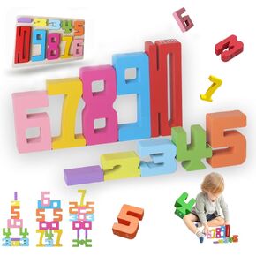 Number Blocks Toys for Kids,Montessori Number Blocks, Educational Counting Toys,Wooden Number Blocks for 3+ Years Old Kids, Gift for Boys and Girls (10pcs)