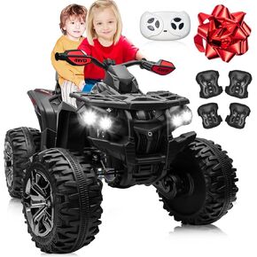 24V 2 Seater Ride On Toys for Big Kids, 4X4 Kids ATV 4 Wheeler w/800W Motors, 9AH Battery Powered Car w/Remote Control, Knee Pads, Bluetooth, Spring Suspension, Electric Quad for Girls, Pink