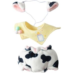 Cow Print Style Doll Clothes Set & Outfit Set for 14–17cm Designer Art Toy Dolls – Fluffy Plush Clothes with Accessories, Cute Dress-up for Display & Gift