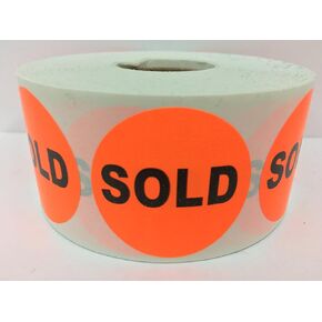 1000 Labels 1.5" Round Sold Point of Sale Pricing Inventory Control Retail Stickers 1 Roll