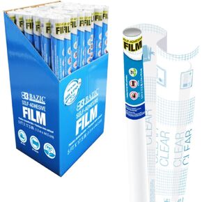 غلاف Bazic Book Cover Clear Self Reshesive Bookcover 17.5 "× 1.7 ياردة (60") ، مستندات كتب غلاف صفح ، فيلم Easy Peel ، 48 pack
