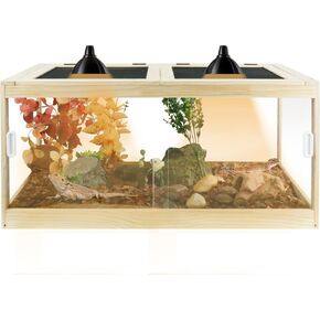 30 Gallon Bearded Dragon Tank, 32 * 16 * 16 Inch Reptile Tank, Lizard Terrarium with Sliding Door & Top Screen Ventilation, Suitable for All Types of Reptile, Snakes, Hamsters,