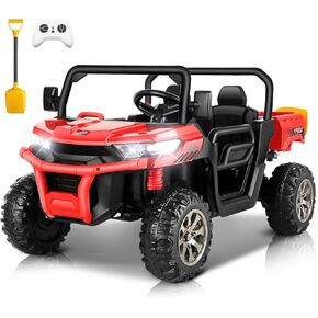 24V 4WD Ride on Car Dump Truck w/4X200W Motor, Gift Flower, 2.4G Remote Control, Bluetooth Music, LED Light, 24 Volt Ride on Toy Cars for Big Kids, Green