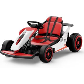 Planet X8 24V Electric Go Kart, 2x150W Drift Kart for Big Kids, 5-Point Safety Belt with Soft Start, Up to 8 MPH Racing Speed, 7AH Large Battery, Power Display, Wireless, Music