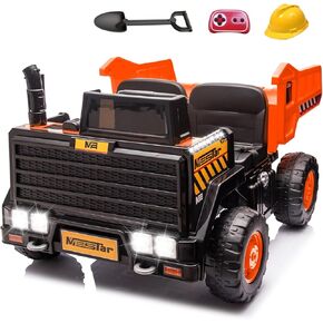 24V Ride On Dump Truck, 24inch-2 Seater Ride On Car for Kids w/Remote Control 4WD/2WD Up to 5 Mph, 24v Ride on Toys for Big Kids w/Electric Dump Bed Extra Shovel Traffic Cones (Yellow)