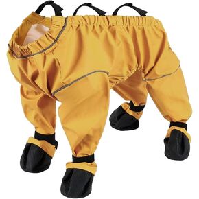 ASENKU Dog Shoes for Small Dogs, Soft Adjustable Dog Boots & Paw Protectors, Waterproof Anti-Slip Dog Clothes with Boots for Rainy Days, Running, Hiking, Outdoor Walking (Yellow, S)
