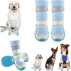 Dog Shoes for Medium Large Size Dogs, Breathable Dog Shoe for Hot Pavement, Dog Booties and Paw Protectors to Prevent Licking, Anti-Slip Dog Boots with Reflective for Summer, Hiking, Snow (Size 7)
