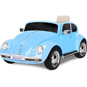 12V Kids Electric Car, Licensed Volkswagen Beetle Power Wheels with Remote Control, Ride on Car Toys with LED Light, 3 Speeds, Music, Pink