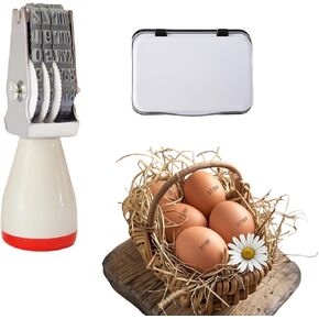 Egg Date Stamp Kit with Ink Pad, Month and Day Stamper for Farm Fresh Eggs Chicken Duck Turkey Goose Poultry Eggs
