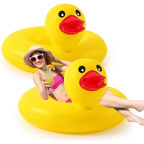 Hungdao 2 Pcs Funny Duck Pool Floats Large 39.4'' Rubber Ducks Floatie Inflatable Tube Swim Ring Giant for Summer Beach Swimming Pool Carnival Birthday Party Floaty Supplies Adults(Sunglasses)