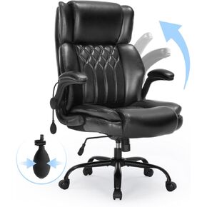 800lbs Big and Tall Office Chair with Wide Spring Seat Executive Office Chair 360 Swivel Desk Chair with Heavy Duty Casters Large Size Computer Office Chairs (Brown)