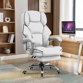 Office Chair Executive Desk Chair with Foot Rest, High Back Computer Chair Ergonomic Leather Office Chairs with Wheels