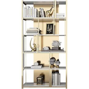 Bookcase Shelf Shelf Metal Stainless Steel Bookshelf Bookcase Floor Display Stand Partition Rack Suitable for Living Room Study Office Bookshelf with Storage(B,80cm)