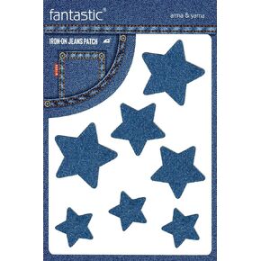 Star Iron-On Denim Patch for Jeans Durable Repair and Decorative Patch for Denim Jackets Pants and Clothing Easy No-Sew Fabric Applique (Dark Blue)