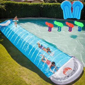 31ft Slip Splash and Slide Water Slides Squirt Guns for Backyard for Kids Adult Summer Toy (Double,31ft) Splash (Squirt Guns+ Slip Splash and Water Slides)