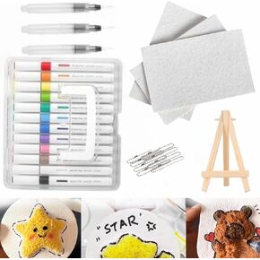 Magic 3D Foam Texture Painting Kit, Magic Puffy Paint, 3D Drawing Canvas Sponge, Puffy Popcorn DrawingTexture Painting Kit, DIY Bubble Drawings Pens for Art, Craft Supplies