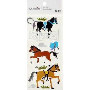 Recollections Horse 10 pc Stickers Horseshoe Fence