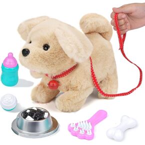 الكلب التفاعلي الكهربائي أفخم الفخامة Golden Retriever Toy Puppy Plush Pet Calking ، Barking ، Tail Warging Interactive Companion Animal Toys School Arvid