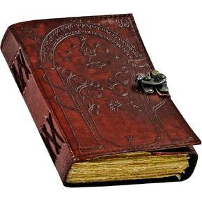 Doors of Durin Tolkien Lord of the Ring Embossed Leather Journal , Book Hobbit Jrr tolkien books lord of the rings Book of Shadows Notebook Grimoire Witchcraft Supplies Merchandise Bookends Gift For Men and Women 7x5 In (Brown)