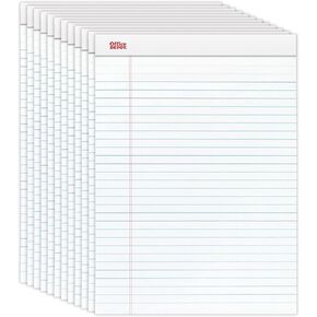 Office Depot Brand Perforated Writing Pads, 8 1/2"""" x 11 3/4"""", Legal Ruled, 50 Sheets,