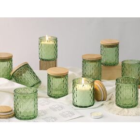 15pcs 7.5oz Candle jars for Making Candles, Clear Glass Candle Vessels With Bamboo Lids and Sticky Labels, Candle Containers for Making Candles and Candle Making Supplies in Kuwait