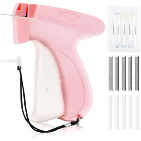 Stitchy Gun for Clothing, 2025 New Stitchy Quick Clothing Fixer, Mini Quick Repair Garment Sewing Machine, Sewing Tool Kits with 6 Needles, 500 Black & 500 White 4.5mm Mini Fasteners (A-Pink)