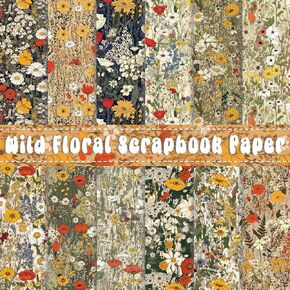 60 Sheets Wildflower Garden Floral Scrapbook Paper, A5 Size Wildflower Patterns Decorative Art Craft Paper Folded Flat for Card Making Scrapbook Flower Themed Party Photo Album Decor, 8.3x5.7"
