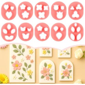 10 Pcs Polymer Clay Cutters Mini Cutters for Earrings Making 6 Shapes Floral Leaf Butterfly Micro Cutter Handmade Accessories with Petal Press Molds for Earrings Making