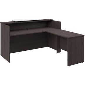 Bush Business Furniture Arrive 72W x 72D L Shaped Reception Desk with Counter in Storm Gray, Modern Receptionist Station for Office Waiting Room
