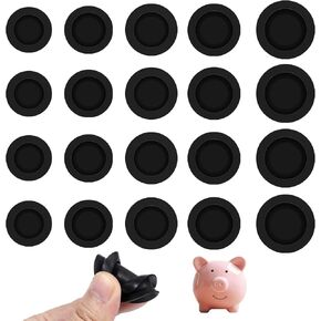 20 Pcs Piggy Bank Stoppers Rubber Plugs, 5 Sizes Rubber Saving Box Plug Replacement Piggy Bank Plugs Round Piggy Bank Stopper for Coin Bank Saving Box (Black)