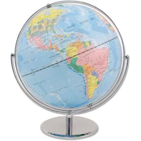 Advantus 30502 12-Inch Globe with Blue Oceans, Silver-Toned Metal Desktop Base,Full-Meridian