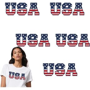 Patriotic Iron on Transfers 4th of July Iron on Decals Patches Appliques Heat Transfers Vinyl Cute Memorial Day Decals for Clothes Bag Pillow Covers DIY(American Flag Style) 5 Pcs