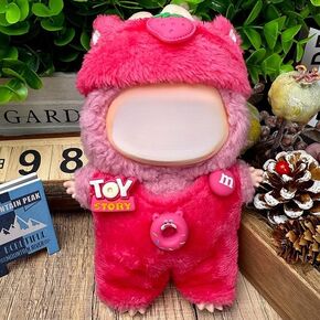Suitable for labu Clothes, Pants 17cm Plush Cover Set，Only Clothes, not Shoes Included (Rainbow Striped Slanted Shoulder)