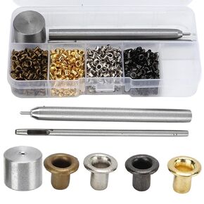 Eyelets and Grommets, Copper Metal Grommet Kit, 800 Grommets Kit Metal Eyelets 2mm with 3 Installation Tools and A Storage Box for Projects of Shoes, Crafts, Bags