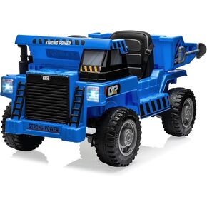 12V Electric Ride-On Construction Truck - 4-Wheeler Toy Car with Remote Control, Dump Bed, Shovel & Music Player | Interactive Construction Vehicle Gift
