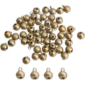 YXQ Jingle Bells, 3/8" 50PCS Small Craft Bells 10mm DecorationBells for DIY Bracelet Anklets Necklace Knitting,Wedding,Holiday Home and Christmas（Bronze Tone）