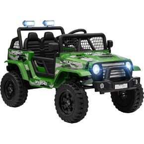 Qaba 12V Ride on Truck, Battery Powered Kids Electric Car with Parent Remote, 4 Suspension Wheels, 3 MPH Max Speed, Music, Horn & LED Lights for Ages 3-6 Years Old, Red