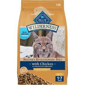 Blue Buffalo Wilderness Natural Adult Weight Management Dry Cat Food, High-Protein & Grain-Free Weight Control Formula, Chicken, 5-lb Bag