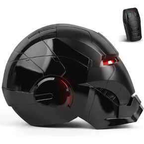Iron Hero MK 5 Black Edition Helmet for Man – 1:1 Wearable Collectible with Voice, Touch & Remote Control, LED Eyes & Realistic Sound Effects – Cosplay & Display Prop Gift for Adults and Teens